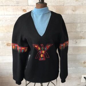 1970s Unique Thunderbird embroidered wool lined sweater jacket